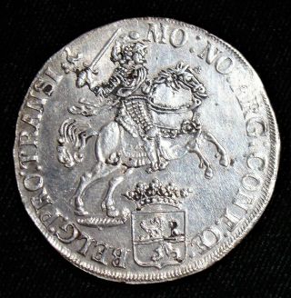 Netherlands: Overyssel.  Provincial Ducaton 1734,  " Silver Rider ".  Choice Au.
