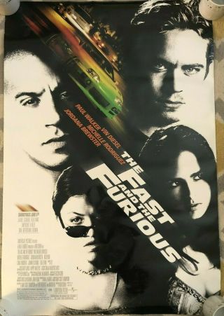 Fast And The Furious Movie Poster 2 Sided 27x40 Vin Diesel Paul Walker