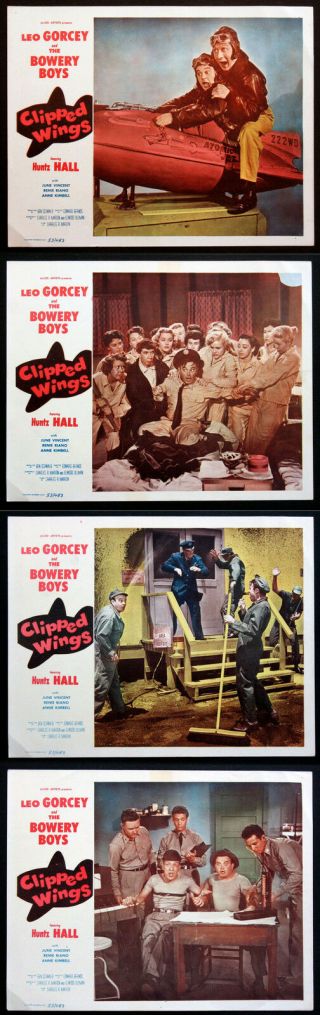 Clipped Wings Leo Gorcey Huntz Hall Bowery Boys 1956 Four Lobby Cards