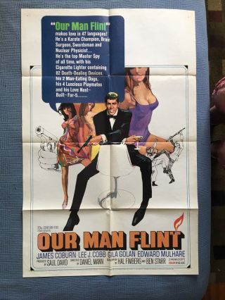 Our Man Flint,  1966 27 X 40 " 1 Sheet Movie Poster.