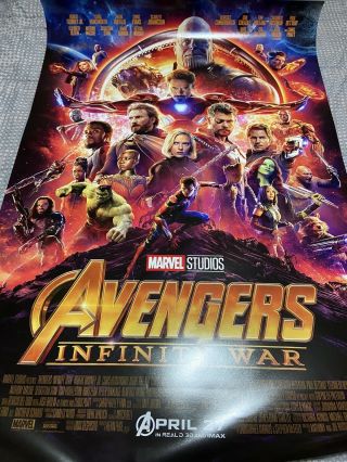 Disney Marvel Avengers Infinity War Double Sided Theatrical Poster 27x40 A
