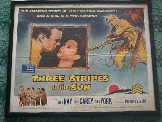 Vintage Movie Poster Half Sheet Three Stripes In The Sun 1955