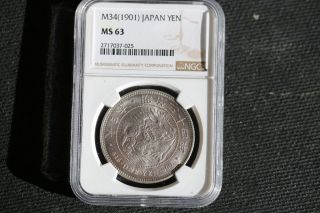 J047 1901 Japan Meiji Yen M34 Ngc Ms63