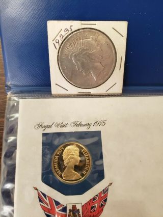 1975 Bermuda $100 Gold Proof Coin Franklin With Peace Dollar
