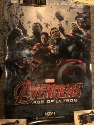 Avengers Age Of Ultron Movie Theater Poster.  Double Sided 27x40