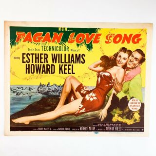 1950 Pagan Love Song Mgm Technicolor Esther Willians Howard Keel Lobby Card 1