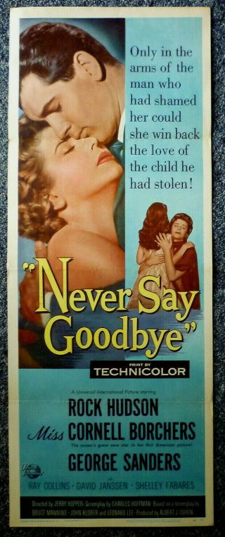 Never Say Goodbye 1956 American Insert Movie Poster Rock Hudson