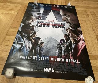 Captain America: Civil War 27x40 Ds Theatrical Poster Iron Man Marvel Avengers