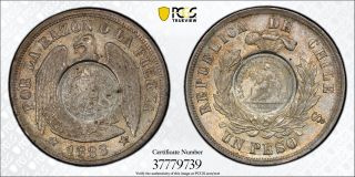 Guatemala 1894 Peso On Chile 1883 Peso Ms 62 Pcgs 9739