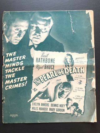 The Pearl Of Death Movie Pressbook (1944) - 12 Pages - 12 " X 14 "