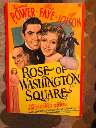 Rose Of Washington Square 1939 20th Century Fox Mwc Alice Faye Al Jolson Tyrone