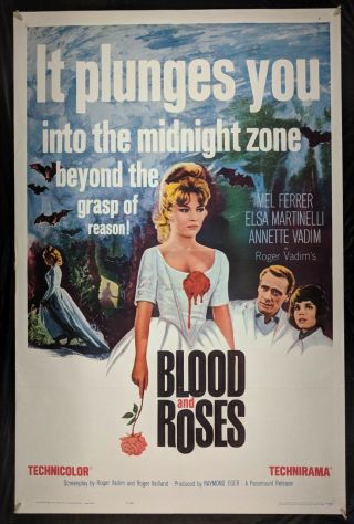 Blood And Roses 1960 Authentic One Sheet Movie Poster Annette Stroyberg