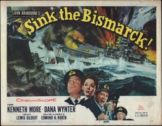 Sink The Bismarck 1960 Ww2 Movie Poster Kenneth More/dana Wynter