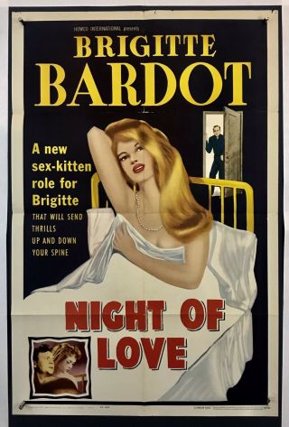 Night Of Love Movie Poster (verygood, ) One Sheet 1958 Bridgette Bardot 3398