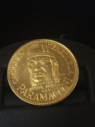 1957 Venezuela 20 Bolivars Indian Chief,  Paramaconi 6gram 90 Gold Coin