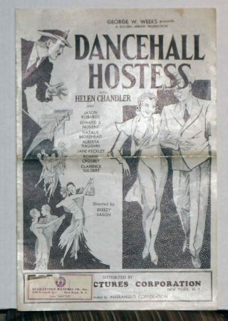 Dance Hall Hostess & Ex - Flame - 2 Pressbooks Of Lost Films Of The 1930s