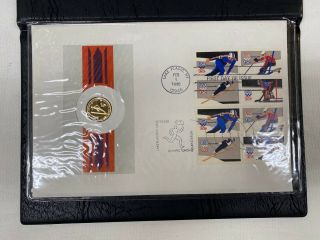 1980 Poland (zlotych) Gold Coin Lake Placid Winter Olympics First Day Cover