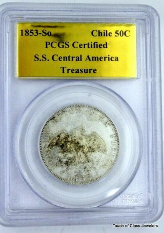 Shipwreck Coin 1853 - So Chile 50c From Ss Central America Certified By Pcgs