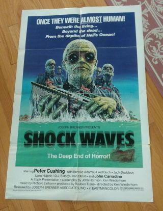 Shock Waves 1977 Poster Peter Cushing Zombie Cult Horror