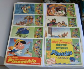 Pinocchio 1945 Disney / Rko - Set Of 8 - Movie Poster Lobby Cards - Nr