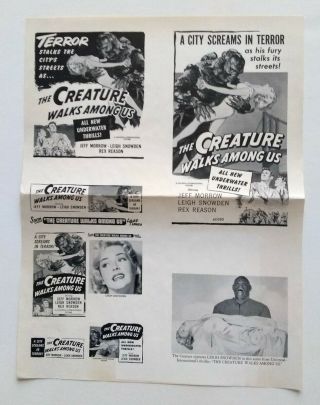 Creature Walks Among Us Vintage Ad Sheet Ad Mats Press Sheet 1956 Uncut