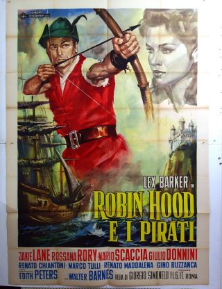 Italian 4sh Poster - Robin Hood And The Pirates - Lex Barker - Adventure - D60 - 10
