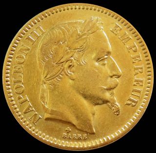 1864 A Gold France 20 Francs 6.  4516 Grams Napoleon Iii Coin Paris About Unc