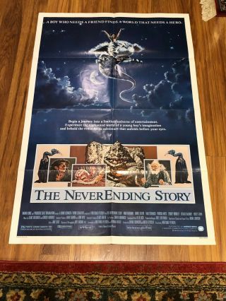 Vintage 1984 The Neverending Story Movie Theater Poster Folded Man Cave