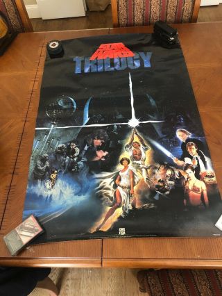 Vintage 1990 Star Wars Trilogy Cbs/fox Video Poster Hope Empire Jedi