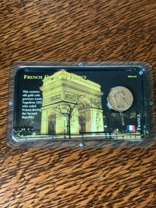 1857 French Gold 20 Francs In Littleton Arc De Triomphe Showpak
