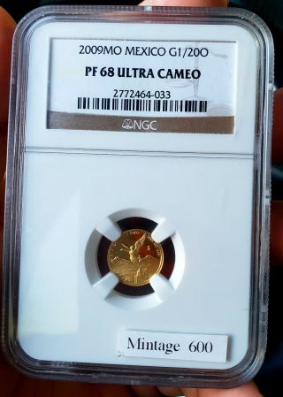 2009 Mo Mexico Gold Libertad Proof 1/20 Onza Ngc Pf68 Ultra Cameo