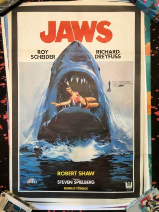 Jaws Turkish Movie Poster 1975 Rare Steven Spielberg Weird Horror
