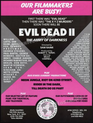 Evil Dead Ii: Army Of Darkness_original 1985 Trade Print Ad / Poster_sam Raimi