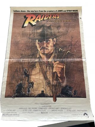 Raiders Of The Lost Ark (1981) Orig Rolled Movie Poster Ss 16 3/8 " X 23 5/8 "