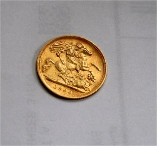 1900 Great Britain Gold Coin 1/2 Sovereign Victoria