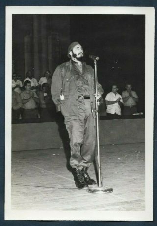 1961 Alberto Korda Image Standing Beared Fidel Castro Speaking Photo Y 82