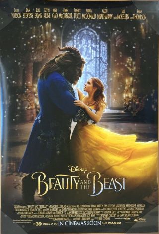 Beauty And The Beast Movie Poster Ds Rare Dancing 27x40 Emma Watson