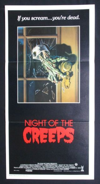 Night Of The Creeps 1986 Orig Australian Daybill Movie Poster Horror Zombies