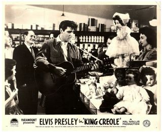 King Creole British Lobby Card Elvis Presley Singing With Guitar Dolls