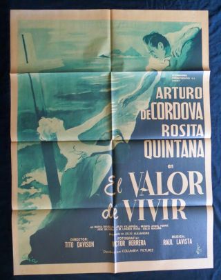 Arturo De Cordova Mexican Movie Poster El Valor De Vivir Rosita Quintana 1953