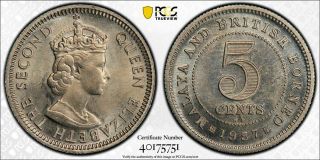 1957 - Kn Malaya & British Borneo 5 Cent Pcgs Sp64 - Kings Norton Proof