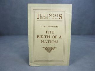The Birth Of A Nation 1915 Illinois Theatre Program D.  W.  Griffith