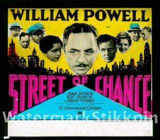 1930 Glass Slide Movie Street Of Chance William Powell Jean Arthur Paramount