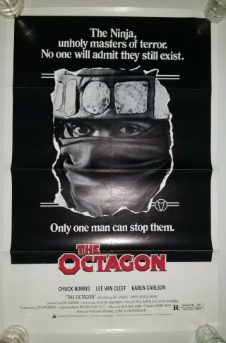 Vintage 1980 The Octagon One Sheet Poster Chuck Norris Lee Van Cleef Ninjas