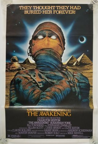 Vintage 1980 The Awakening One Sheet Poster Heston York Zimbalist Mummy Horror