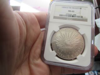 1885 Go Rr Mexico 8 Reales Ngc Ms63