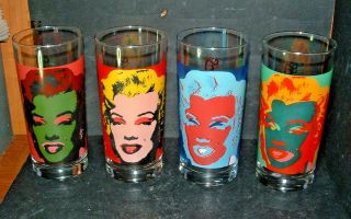 Four Block Marilyn Monroe Some Like It Hot Andy Warhol Hiball Tumblers Glasses