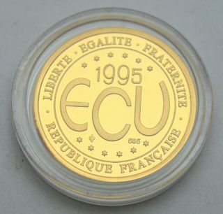 FRANCE ECU 1995 PARIS PROOF GOLD COIN 1/10oz 3,  11g INVESTMENT BULLION BAR 2