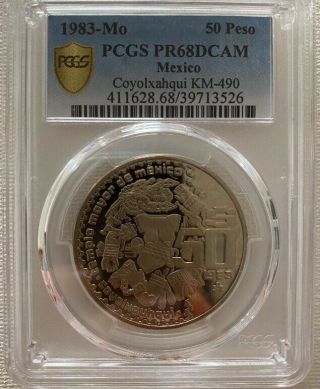 1983 Mexico $50 Pesos Proof Nickel Patern Pcgs Pr68d Cameo (rare)