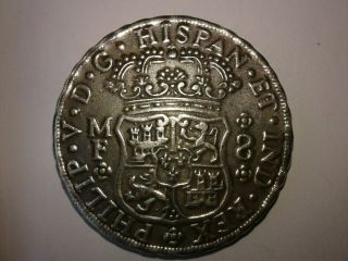 1732 8 Reales Philip V Of Spain Silver Coin Mark Mx/xm Mf & Well Struck